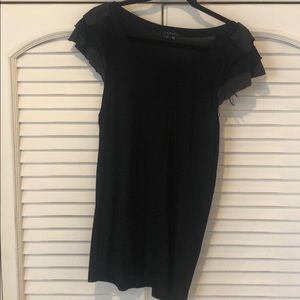 Theory Short Sleeve Ruffle Detail Top L